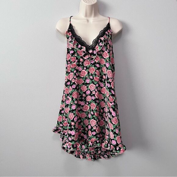 Lily of France Vintage Floral Lace Ruffle Slip Dress Size L - Picture 1 of 8